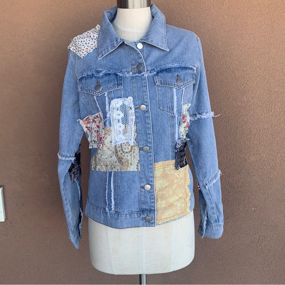 Pol Oversized Patchwork Jean Jacket - image 1